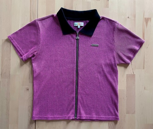 Teddy Fresh Women's Pink & Black Full Zip Collared Shirt Blouse size Medium