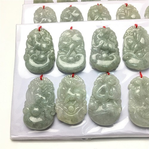 Natural Jade Pendant A Grade Twelve of Zodiac Accessories A Set Jadeite Charms - Picture 4 of 5