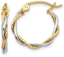 12mm 14k Two-tone Gold Polished 1.8mm Twisted Hoop Earrings TE228