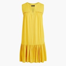 J Crew J1603 Woman's NWT Size XL Mustard Yellow Ruffle-hem Sheath Shift Dress