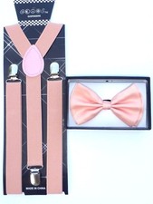 New Blush Wedding Pink Peach Bow Tie  Matching Suspender Tuxedo Wedding