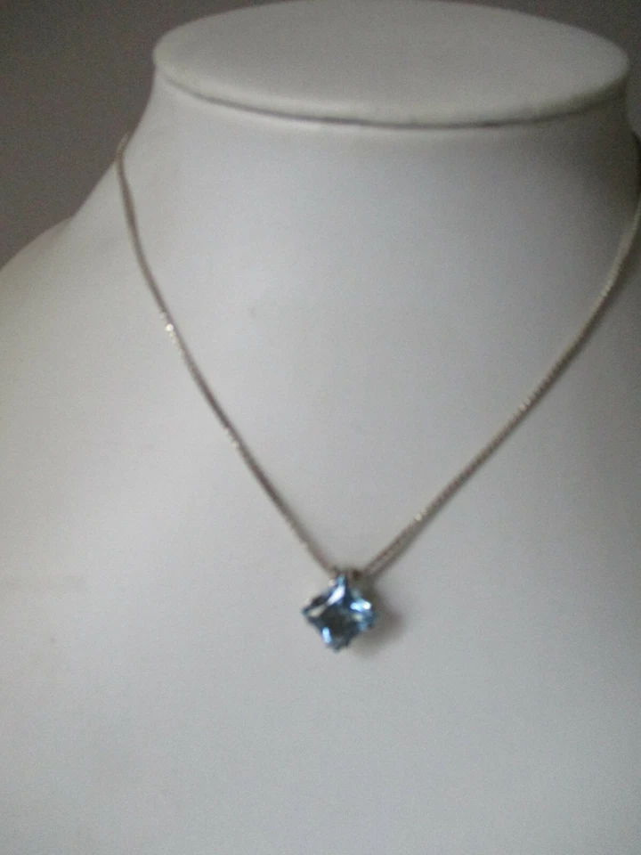 Pierre Cardin Anhänger blauer Stein 925/835 Silber Kette L 42 cm - Bild 3 von 4