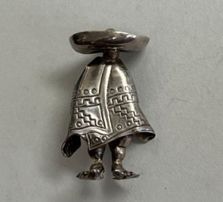 Vintage Martinez Taxco Mexico Sterling Silver Bandito _ Person in Sombrero _ Pin
