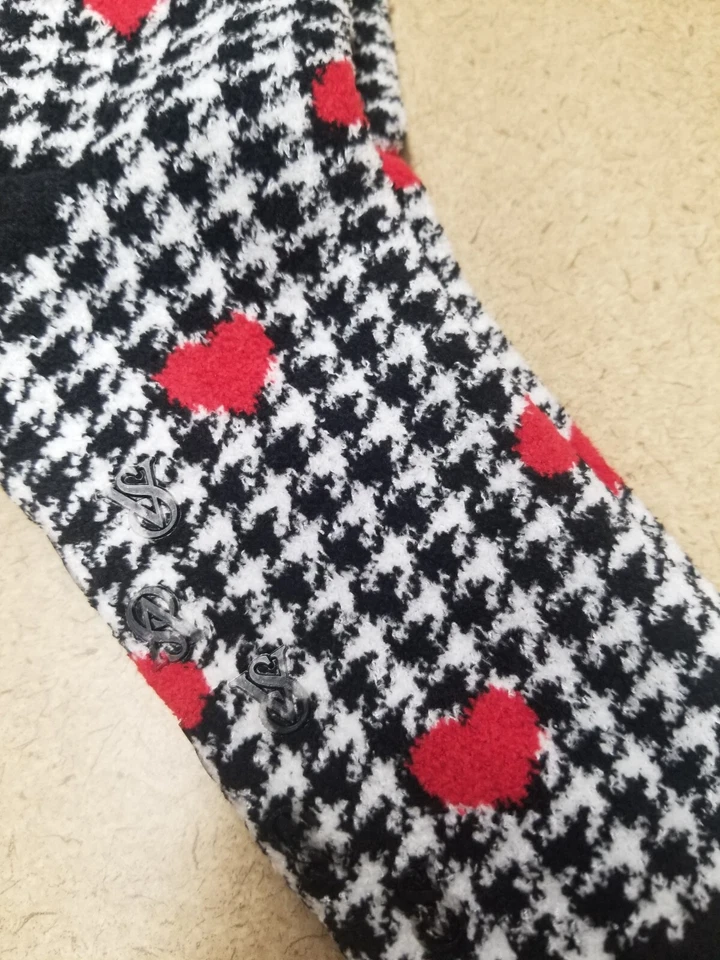11229241 Cozy Fleece Crew Socks Sz OS - Houndstooth Heart & Red/Cream Stripe - Image 3 of 4