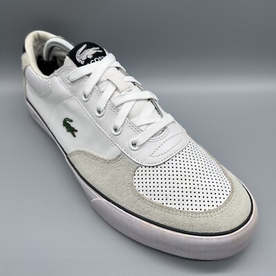 Lacoste Weißdorn SRM Leder weiß schwarz Herren UK 9 Freizeit Terrassen OVP