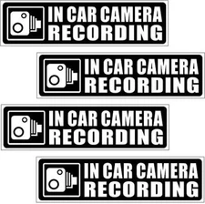 4 WARNING IN CAR Camera Dash Cam Video Recording ps Stickers