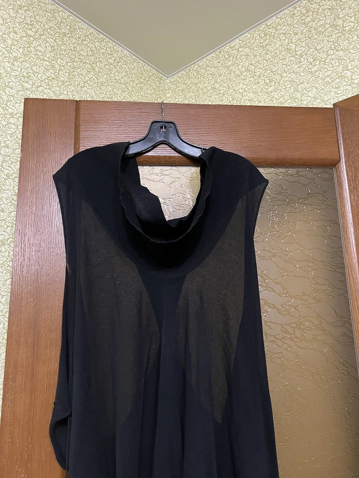 SARAH PACINI RARE JAPANESE ASYMMETRICAL TUNIC MINI OPEN BACK BLACK DRESS SZ 2 - Image 2 of 4