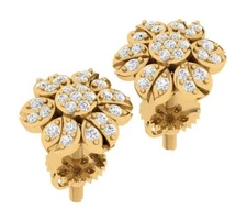 Fashion Cluster Studs Earrings VS F 0.50 Carat Lab Grown Diamond 10K Yellow Gold