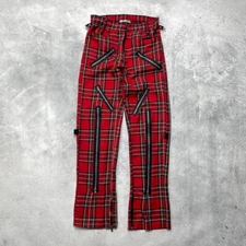Vintage Sexy Dynamite London SDL Punk Checked Multi Zipper Pants Red Size 28
