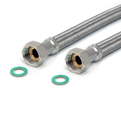 Panzerschlauch 1/2'' ÜM x 1/2'' ÜM Flexschlauch DN13 für Trinkwasser 30cm bis 2m 