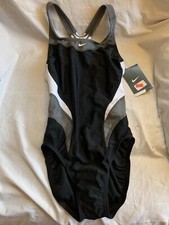 NIKE Swimsuit Bathing Suit One-Piece  Black Gray White  Size 4 / 30