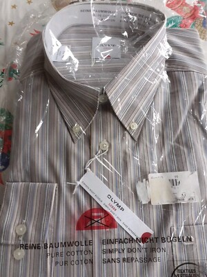 Geschenk! H-Hemden langarm, Gr.45, neu, Verpackt, Olymp, Baumwolle, Bügelfrei, 