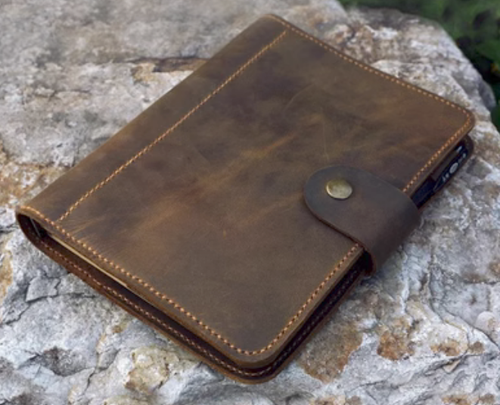 A5 loose leaf Write notes Notebook sketchbook Diary Notepad leather brown Q339 - Picture 2 of 4