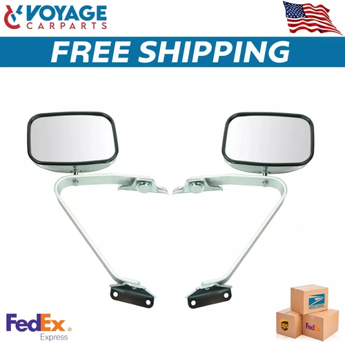 Manual Mirrors Side View Chrome Set For 1987-1991 Ford F150 Bronco