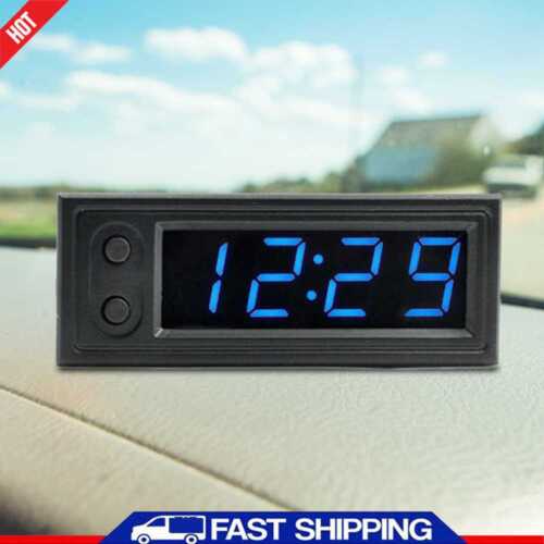 3 in 1 Car Thermometer Voltmeter 12V Digital Clock Voltage Tester (Blue) ✅ - Picture 1 of 12