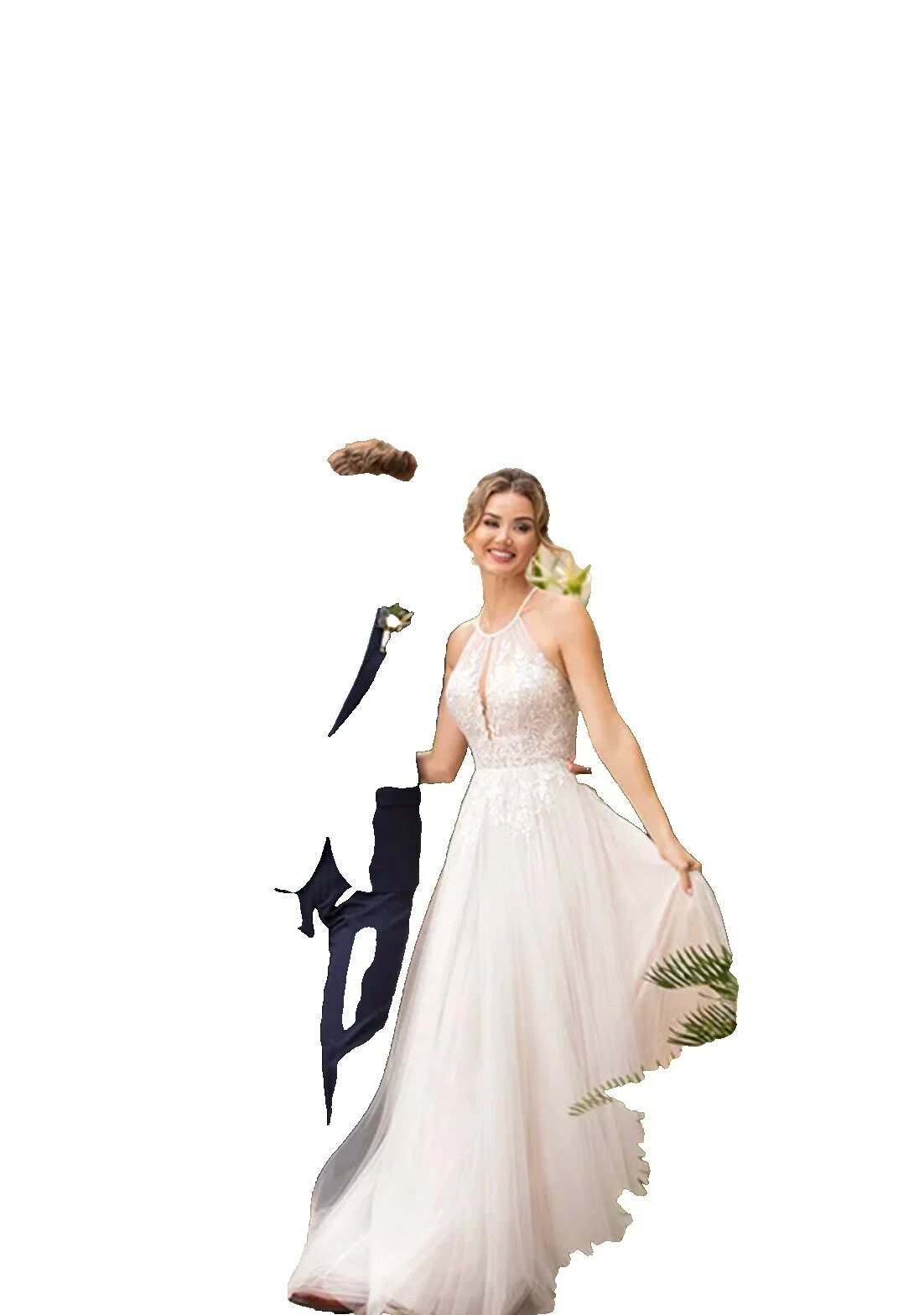 Lace Halter Neck Tulle Wedding Dresses