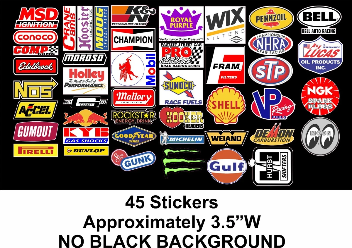 45 Mega Pack Racing Decals Stickers Drag Race NHRA Nascar eBay