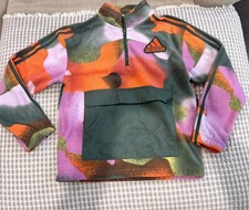 Adidas Unisex Kids Cozy Fleece Tie Dye Camo 1/4 Zip Pullover Pocket Size M