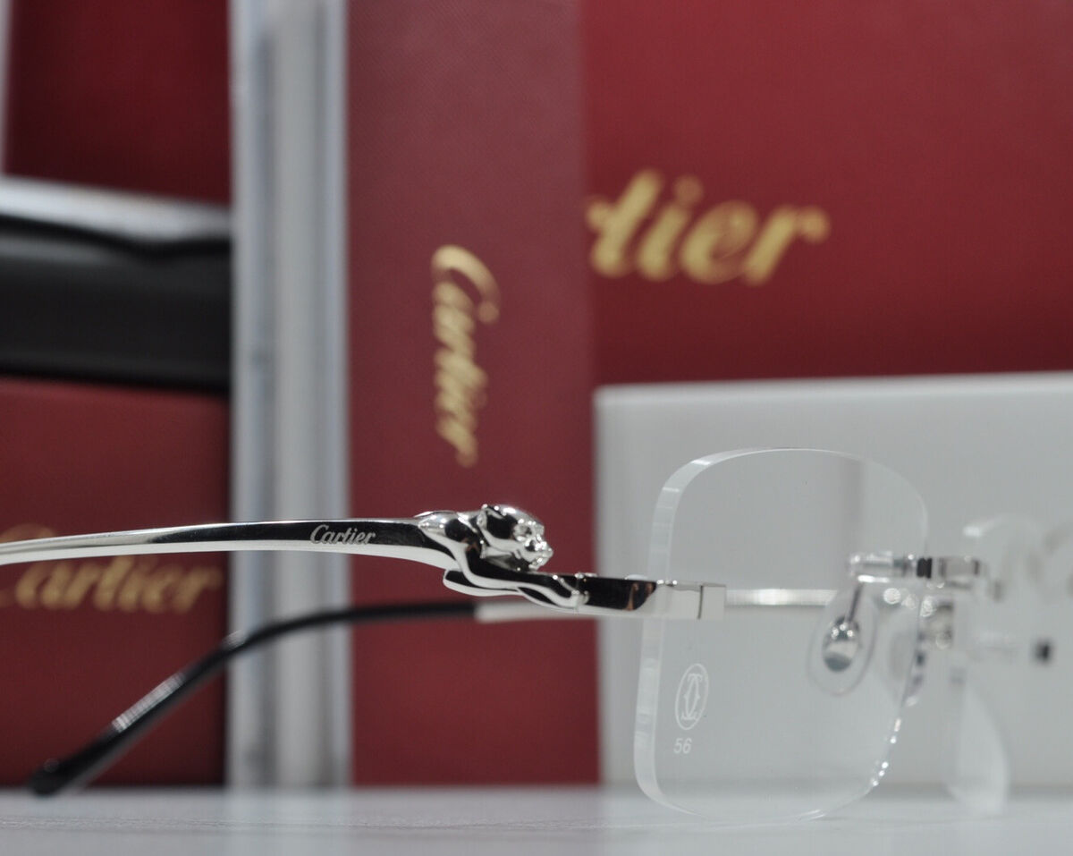 New Cartier rimless sunglasses glasses decor Panthere silver New Cartier rimless sunglasses glasses decor Panthere silver