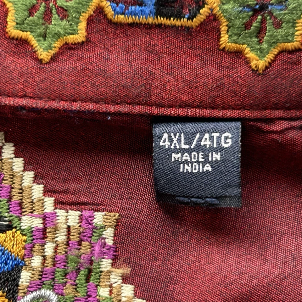 Camisa Robert Graham 4X Azul Ventana Panel Cuadros Puño Abatible Bordado Botón Khadi Foto 3 de 4