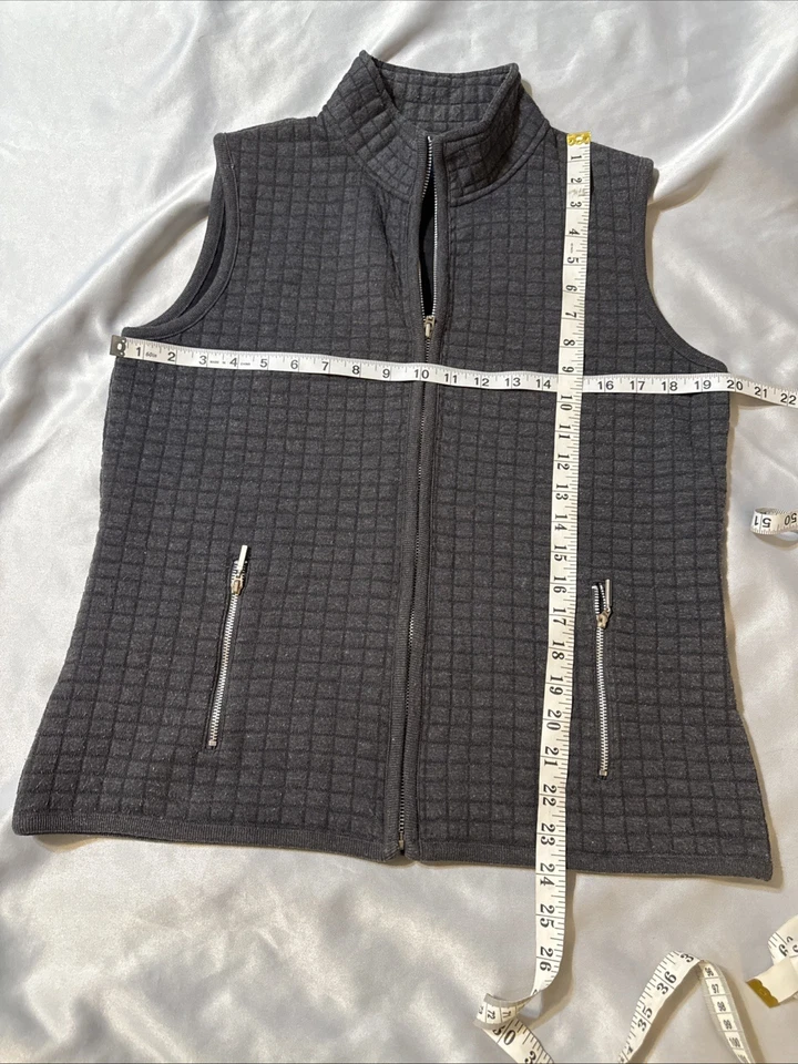 Chaleco Karen Scott Sport Gris Acolchado Talla S Bolsillos con Cremallera Completa Foto 4 de 4