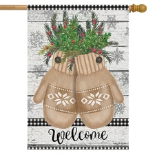 Briarwood Lane Farmhouse Mittens Winter House Flag