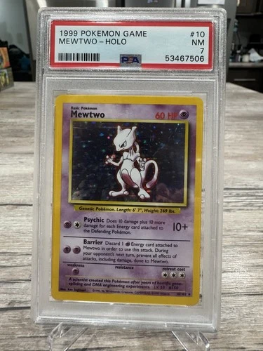 1999 Pokémon Base Set Mewtwo Holo #10 - PSA 7 NM - Vintage WOTC Holographic Card
