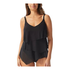 Coco Reef Womens Flourish Underwire Bra Tankini Top Teal Black 36DD 38C 38D