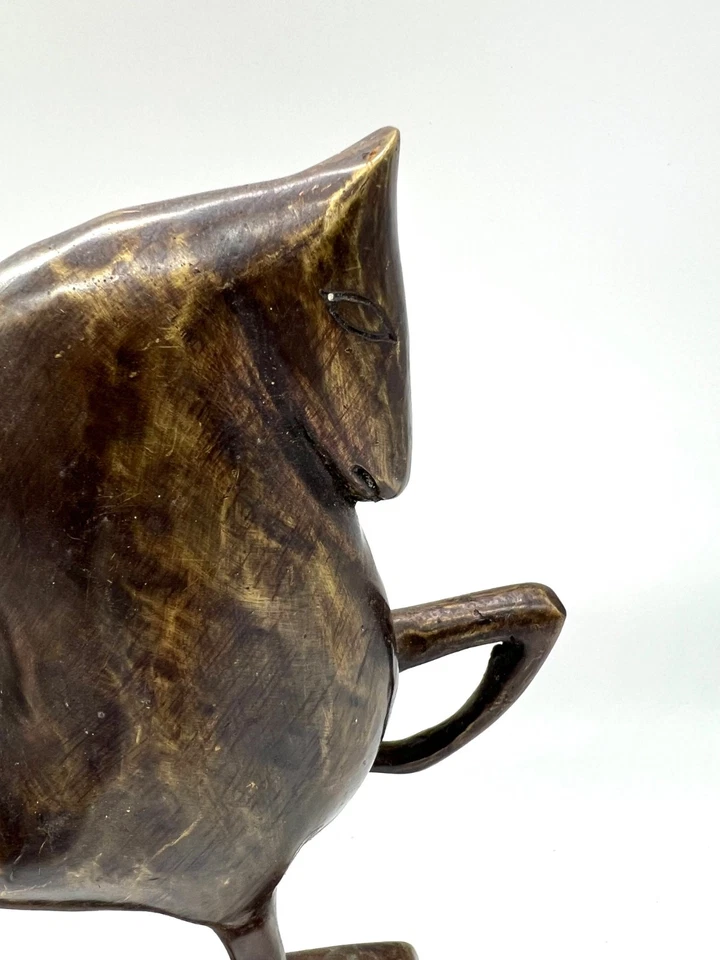 Sculpture en bronze cheval stylisé – Art moderne brutalisme – 24 cm patiné - Photo 4/4
