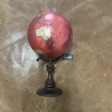 Vintage Desk World Globe Marble Wood Base Y2K Luxurious 9.5” By Vatican Homes