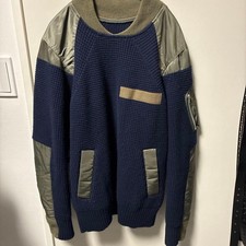 sacai MA1 Knit Docking Jacket M Black Rare Design Mens Fashion