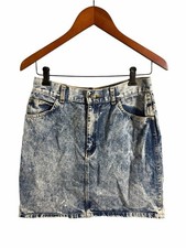 Vtg 80 s Classic Acid-Wash Denim Skirt - Blue Size 11