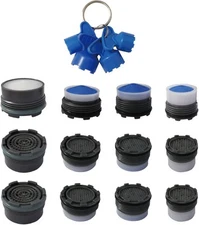 iFealClear 12 Pieces Faucet Cache Aerators with Male 16.5 18.5 21.5 24, Blue 