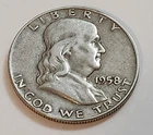 1958‑D Franklin Half • Flattened “D” in GOD • Strike Anomaly • 90% Silver   X124