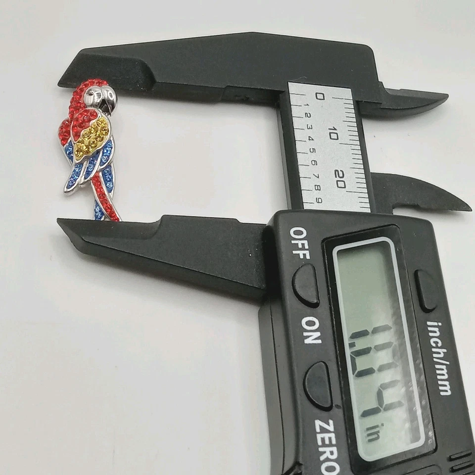 Dije colgante de loro colorido con estrás de plata de ley Foto 3 de 3