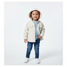 Zara Kids Beige Hooded Utility Jacket Shirt Boys Girls Size 2