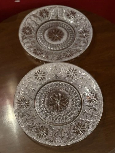 Vintage Anchor Hocking Sandwich Clear Dinner Plate Set of 2, c.1940s-60 USA Made