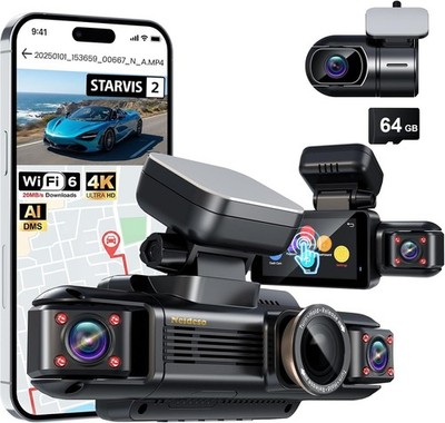 N300Pro 4K 4 Channel Dash Cam, 3'' Touchscreen, STARVIS 2, includes 64GB Card