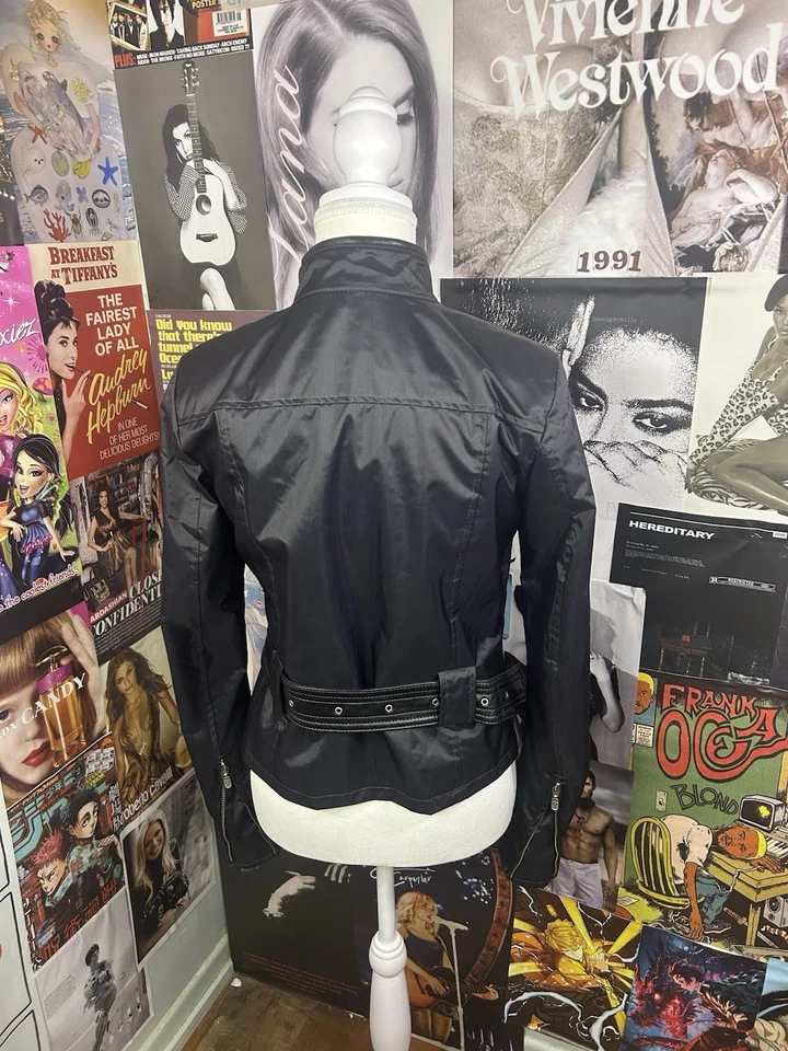 BELSTAFF Gold Label Moto Biker Womens Small Trialmaster Leather Belted Black - Image 3 of 4