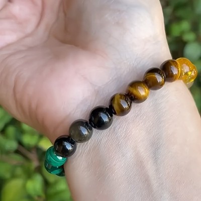 Universal Natural Stone Bracelet Citrine Dongling Stone Malachite Bracelet