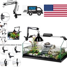 Black Metal Clip On Reptile Heat Lamp Stand with Adjustable Height and Swing Arm