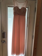 Davids Bridal Women 2 Dress Peach Bridesmaid Sweetheart Illusion Mesh Sleeveless