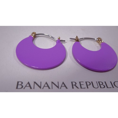 Banana Republic Women's Shiny Enamel Half Moon Earrings NWT 50 Lavender - Picture 7 of 10