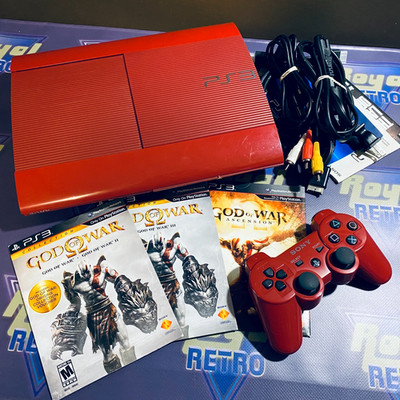 PlayStation 3 PS3 Super Slim 500GB Red God of War Console Controller New Games