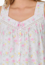 Eileen West Sleeveless White Multi 100 Cotton Knit Short Nightgown Chemise XL