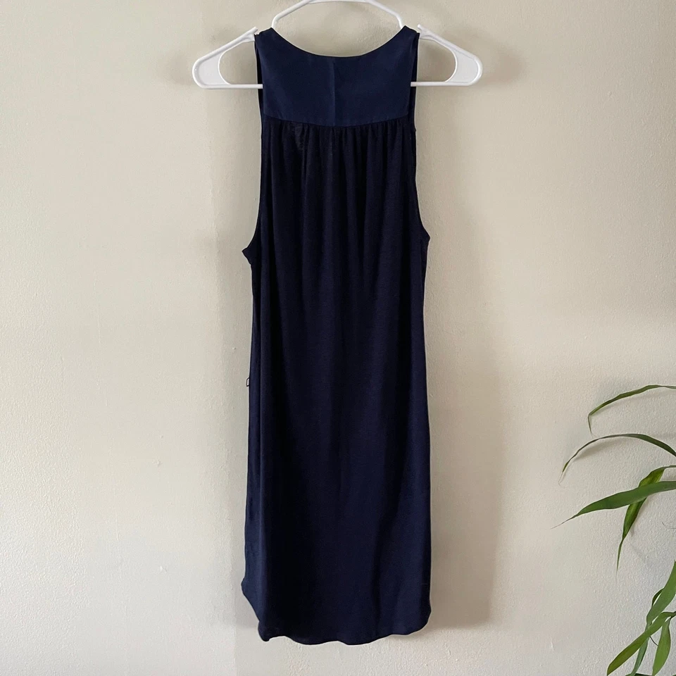 Soft Joie Ellea Linen Blend Tank Dress Womens Medium Blue Silk Casual - NO BELT - Image 2 of 4