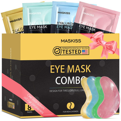 Under Eye Patches(8 Pairs), 24K Gold, Caffeine, Hyaluronic Acid, Aloe Vera Eye M