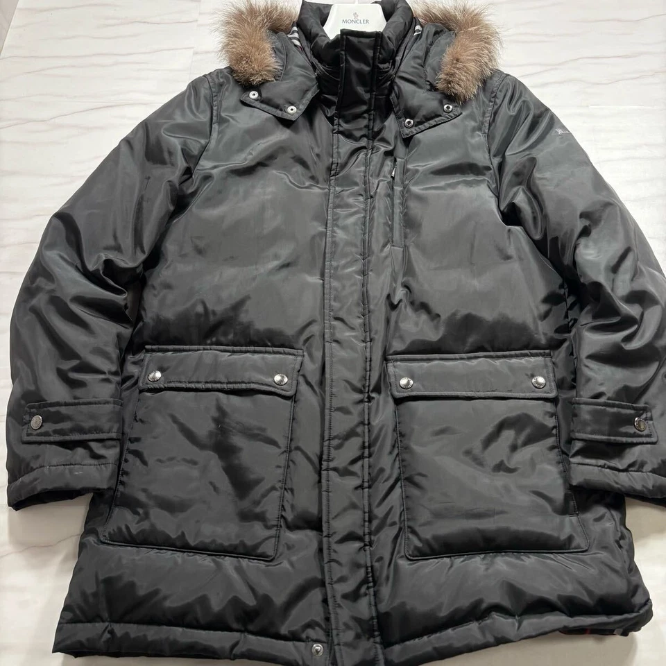 Burberry Black Label Down Jacket Men's L Black with Fur Hood - Image 2 of 4
