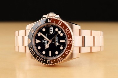 2023 CARD ROLEX MENS GMT MASTER II 126715 CHNR 18K ROSE GOLD ROOT