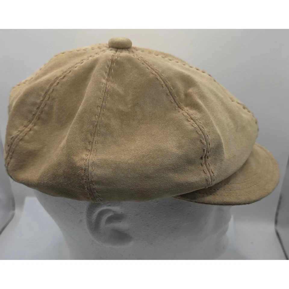 Gorra de boyero de gamuza Liz Claiborne beige tostado Gatsby sombrero plano para mujer OS Foto 4 de 4